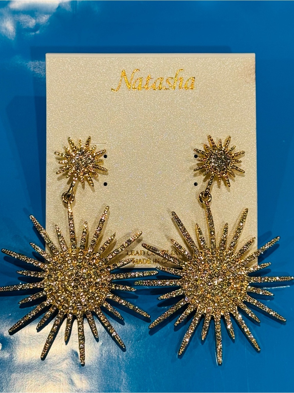 Natasha Gold Sunburst Statement Earrings